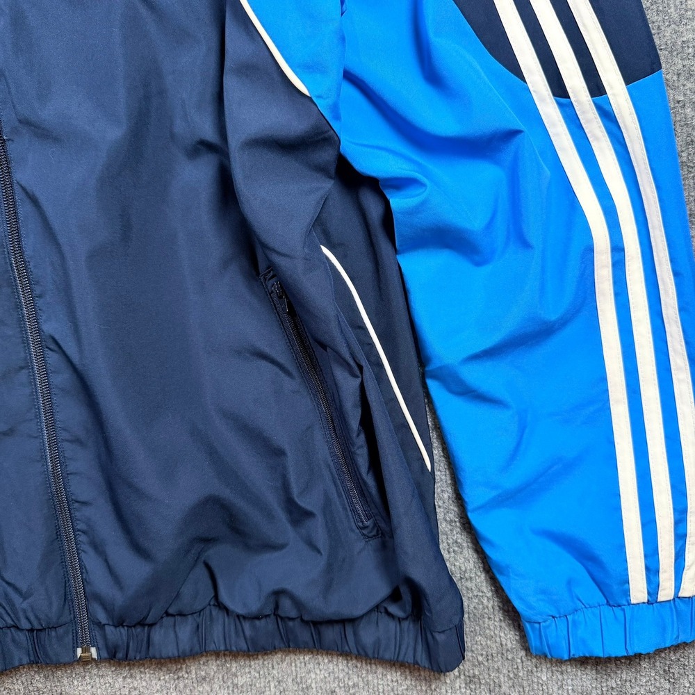 Adidas Track Jacket Mens Large Navy Blue Climalite Full Zip Mesh Lined 3-Stripe - Picture 11 of 13